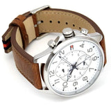 Buy Shop Tommy Hilfiger Dean Quartz Multifunction White Dial Brown Leather Strap Watch for Men - 1791274 USA Online