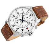 Buy Shop Tommy Hilfiger Dean Quartz Multifunction White Dial Brown Leather Strap Watch for Men - 1791274 USA Online