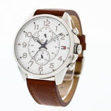 Buy Shop Tommy Hilfiger Dean Quartz Multifunction White Dial Brown Leather Strap Watch for Men - 1791274 USA Online