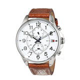 Buy Shop Tommy Hilfiger Dean Quartz Multifunction White Dial Brown Leather Strap Watch for Men - 1791274 USA Online
