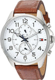 Buy Shop Tommy Hilfiger Dean Quartz Multifunction White Dial Brown Leather Strap Watch for Men - 1791274 USA Online