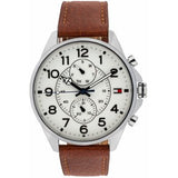 Buy Shop Tommy Hilfiger Dean Quartz Multifunction White Dial Brown Leather Strap Watch for Men - 1791274 USA Online