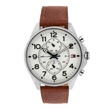 Buy Shop Tommy Hilfiger Dean Quartz Multifunction White Dial Brown Leather Strap Watch for Men - 1791274 USA Online