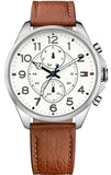 Buy Shop Tommy Hilfiger Dean Quartz Multifunction White Dial Brown Leather Strap Watch for Men - 1791274 USA Online