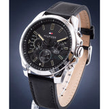 Buy Shop Tommy Hilfiger Decker Black Dial Black Leather Strap Watch for Men - 1791563 USA Online