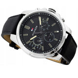 Buy Shop Tommy Hilfiger Decker Black Dial Black Leather Strap Watch for Men - 1791563 USA Online