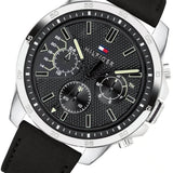 Buy Shop Tommy Hilfiger Decker Black Dial Black Leather Strap Watch for Men - 1791563 USA Online