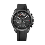 Buy Shop Tommy Hilfiger Decker Black Dial Black Rubber Strap Watch for Men - 1791352 USA Online