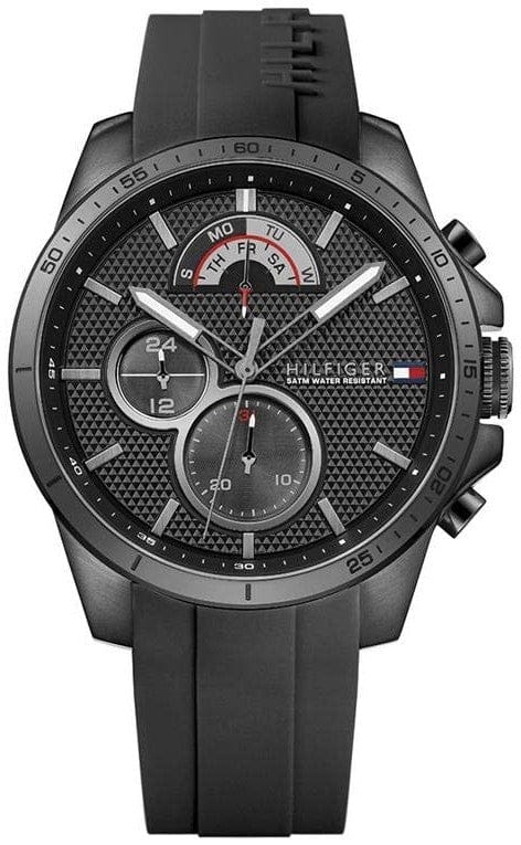 Buy Shop Tommy Hilfiger Decker Black Dial Black Rubber Strap Watch for Men - 1791352 USA Online
