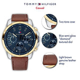 Buy Shop Tommy Hilfiger Decker Blue Dial Brown Leather Strap Watch for Men - 1791561 USA Online
