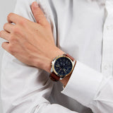 Buy Shop Tommy Hilfiger Decker Blue Dial Brown Leather Strap Watch for Men - 1791561 USA Online