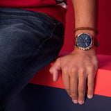 Buy Shop Tommy Hilfiger Decker Blue Dial Brown Leather Strap Watch for Men - 1791561 USA Online