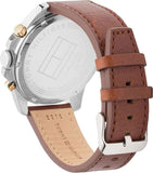 Buy Shop Tommy Hilfiger Decker Blue Dial Brown Leather Strap Watch for Men - 1791561 USA Online