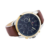 Buy Shop Tommy Hilfiger Decker Blue Dial Brown Leather Strap Watch for Men - 1791561 USA Online