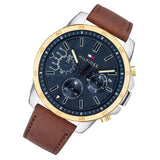Buy Shop Tommy Hilfiger Decker Blue Dial Brown Leather Strap Watch for Men - 1791561 USA Online