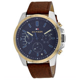 Buy Shop Tommy Hilfiger Decker Blue Dial Brown Leather Strap Watch for Men - 1791561 USA Online