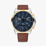 Buy Shop Tommy Hilfiger Decker Blue Dial Brown Leather Strap Watch for Men - 1791561 USA Online