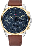Buy Shop Tommy Hilfiger Decker Blue Dial Brown Leather Strap Watch for Men - 1791561 USA Online