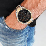 Buy Shop Tommy Hilfiger Decker Chronograph Black Dial Two Tone Steel Strap Watch for Men - 1791559 USA Online