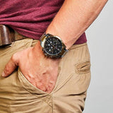 Buy Shop Tommy Hilfiger Decker Chronograph Black Dial Two Tone Steel Strap Watch for Men - 1791559 USA Online
