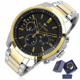 Buy Shop Tommy Hilfiger Decker Chronograph Black Dial Two Tone Steel Strap Watch for Men - 1791559 USA Online