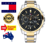 Buy Shop Tommy Hilfiger Decker Chronograph Black Dial Two Tone Steel Strap Watch for Men - 1791559 USA Online