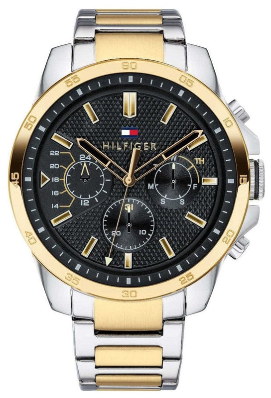 Buy Shop Tommy Hilfiger Decker Chronograph Black Dial Two Tone Steel Strap Watch for Men - 1791559 USA Online