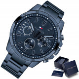 Buy Shop Tommy Hilfiger Decker Chronograph Blue Dial Blue Steel Strap Watch for Men - 1791560 USA Online