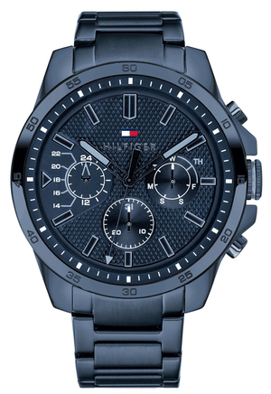 Buy Shop Tommy Hilfiger Decker Chronograph Blue Dial Blue Steel Strap Watch for Men - 1791560 USA Online