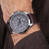 Buy Shop Tommy Hilfiger Decker Grey Dial Brown Leather Strap Watch for Men - 1791562 USA Online