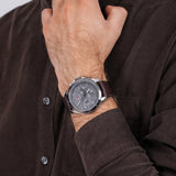 Buy Shop Tommy Hilfiger Decker Grey Dial Brown Leather Strap Watch for Men - 1791562 USA Online