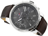 Buy Shop Tommy Hilfiger Decker Grey Dial Brown Leather Strap Watch for Men - 1791562 USA Online