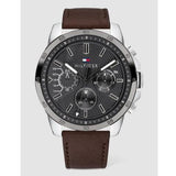 Buy Shop Tommy Hilfiger Decker Grey Dial Brown Leather Strap Watch for Men - 1791562 USA Online