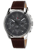 Buy Shop Tommy Hilfiger Decker Grey Dial Brown Leather Strap Watch for Men - 1791562 USA Online