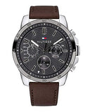 Buy Shop Tommy Hilfiger Decker Grey Dial Brown Leather Strap Watch for Men - 1791562 USA Online