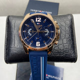 Buy Shop Tommy Hilfiger Decker Multifunction Blue Dial Blue Rubber Strap Watch for Men - 1791474 USA Online