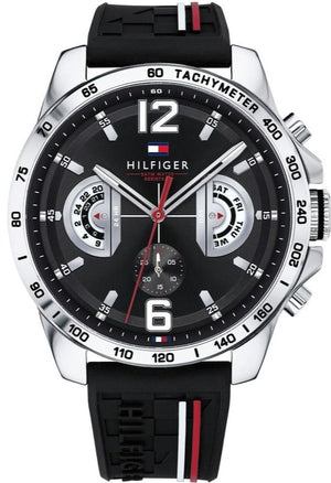 Buy Shop Tommy Hilfiger Decker Quartz Black Dial Black Rubber Strap Watch for Men - 1791473 USA Online