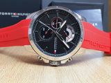Buy Shop Tommy Hilfiger Decker Quartz Black Dial Red Rubber Strap Watch for Men - 1791351 USA Online