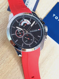 Buy Shop Tommy Hilfiger Decker Quartz Black Dial Red Rubber Strap Watch for Men - 1791351 USA Online