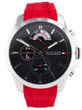 Buy Shop Tommy Hilfiger Decker Quartz Black Dial Red Rubber Strap Watch for Men - 1791351 USA Online
