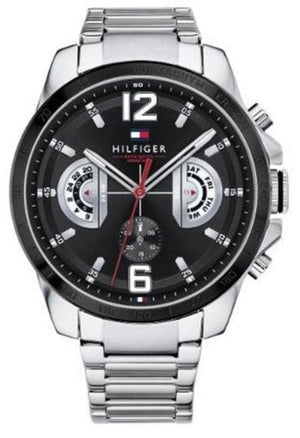 Buy Shop Tommy Hilfiger Decker Quartz Black Dial Silver Steel Strap Watch for Men - 1791472 USA Online