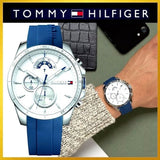 Buy Shop Tommy Hilfiger Decker Quartz White Dial Blue Rubber Strap Watch for Men - 1791349 USA Online