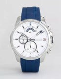 Buy Shop Tommy Hilfiger Decker Quartz White Dial Blue Rubber Strap Watch for Men - 1791349 USA Online