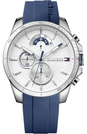 Buy Shop Tommy Hilfiger Decker Quartz White Dial Blue Rubber Strap Watch for Men - 1791349 USA Online