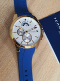 Buy Shop Tommy Hilfiger Decker White Dial Blue Rubber Strap Watch for Men - 1791353 USA Online
