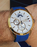 Buy Shop Tommy Hilfiger Decker White Dial Blue Rubber Strap Watch for Men - 1791353 USA Online
