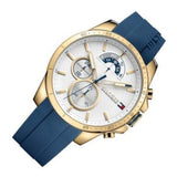Buy Shop Tommy Hilfiger Decker White Dial Blue Rubber Strap Watch for Men - 1791353 USA Online
