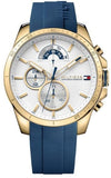 Buy Shop Tommy Hilfiger Decker White Dial Blue Rubber Strap Watch for Men - 1791353 USA Online