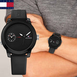 Buy Shop Tommy Hilfiger Denim Black Dial Black Rubber Strap Watch for Men - 1791326 USA Online