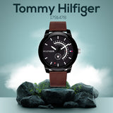 Buy Shop Tommy Hilfiger Denim Black Dial Brown Leather Strap Watch for Men - 1791478 USA Online